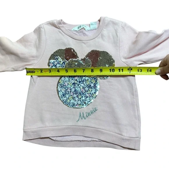 H&M Girls Disney Minnie Mouse Pink Sequin Long Sleeve Sweatshirt Pullover Size 4 - Picture 6 of 7
